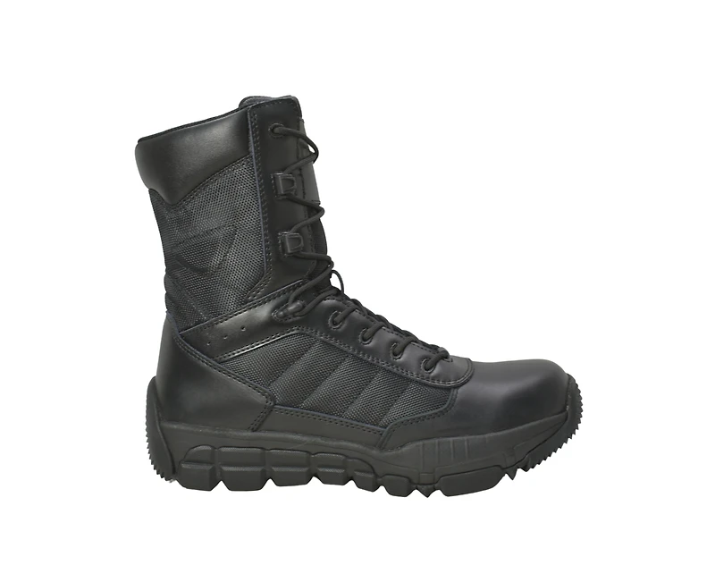 AdTec Men's 9" Full Grain Leather Side Zipper Waterproof Tactical Boot, Black
