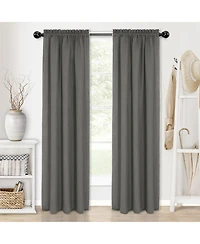 Kate Aurora Complete Coastal Hamptons Living Rod Pocket Textured Semi Sheer 3 Piece Window Curtain & Valance Set - 84 in. Long Navy