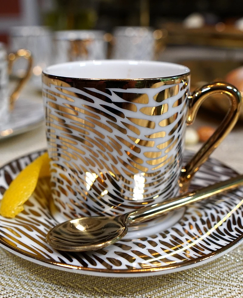 Certified International Matrix Espresso Cups & Saucers Set, Service for 6