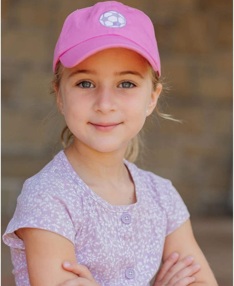 Bits & Bows Girls Soccer Ball Bow Baseball Hat in Magenta
