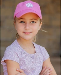 Bits & Bows Girls Soccer Ball Bow Baseball Hat in Magenta