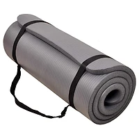 BalanceFrom Fitness BalanceFrom GoCloud 1" Extra Thick Exercise Yoga Mat with Carrying Strap, Gray
