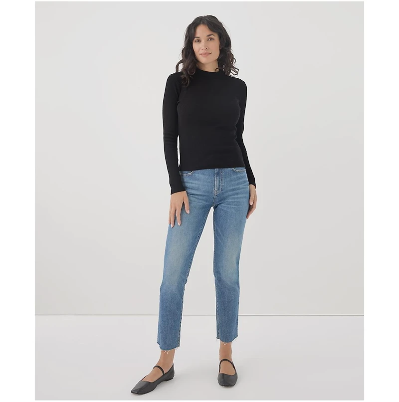Pact Women's Organic Cotton Favorite Rib Mockneck Top