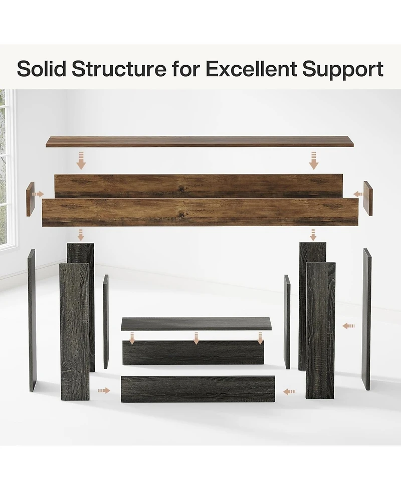 Tribesigns 63" Console Table, Farmhouse 2-Tier Entryway Table with U-Shaped Base, Narrow Long Wood Sofa Table Behind Couch Table for Living Room,