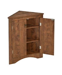 Slickblue Corner Triangle Bathroom Storage Cabinet with Adjustable Shelves for Space-Saving Organization