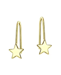 Bling Jewelry Minimalist Tiny Celestial Usa Patriotic Rock Star Threader Earrings 14K Yellow Gold