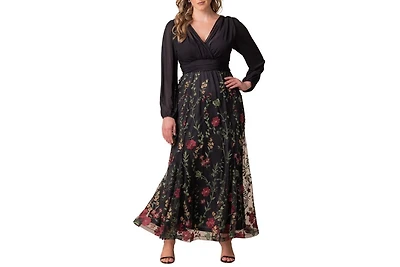 Kiyonna Plus Isabella Embroidered Mesh Formal Gown