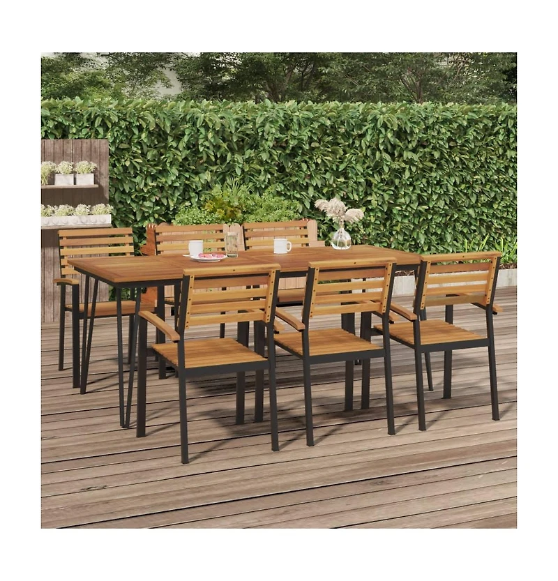 vidaXL Patio Table with Hairpin Legs 78.7"x35.4"x29.5" Solid Wood Acacia