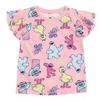 Sesame Street Toddler Girls 3 Pack T-Shirts to (12 Months - 6-6X
