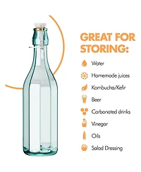 Amici Home Faceted Hermetic Glass Bottle, Large - Set of 2