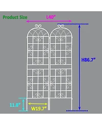 Slickblue 2-Pack Metal Garden Trellis – 86.7'' x 19.7'', Rustproof Cream White Trellis for Climbing Plants and Outdoor Flower Support