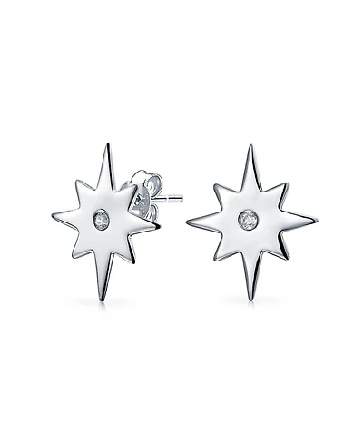 Bling Jewelry Trendy Petite Cz Accent Celestial Astrology Shinning Polaris North Star Stud Earrings .925 Sterling Silver