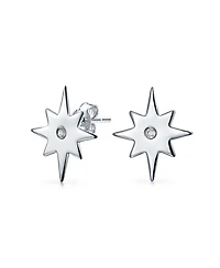 Bling Jewelry Trendy Petite Cz Accent Celestial Astrology Shinning Polaris North Star Stud Earrings .925 Sterling Silver