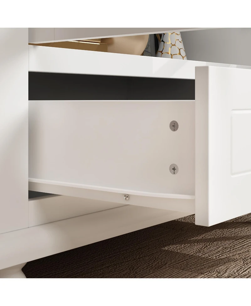 Brown Wooden Standard Bookcase with 3-Tier Shelves and Drawer