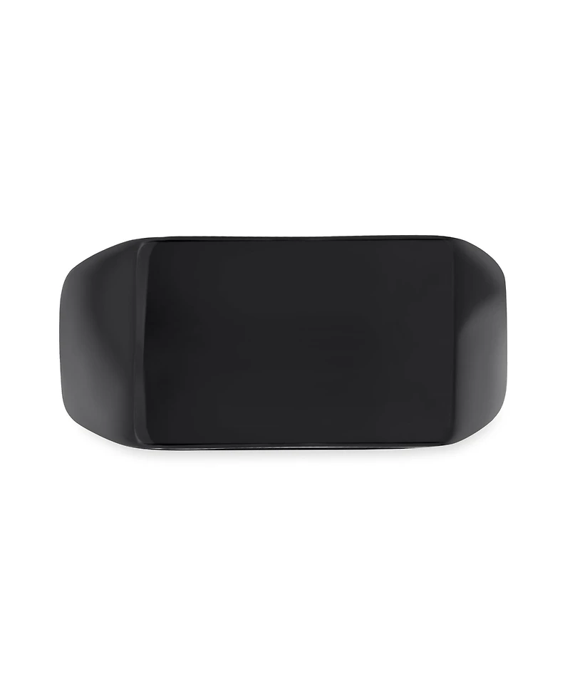 Bling Jewelry Rectangle Black Signet Ring Stainless Steel Matte Finish
