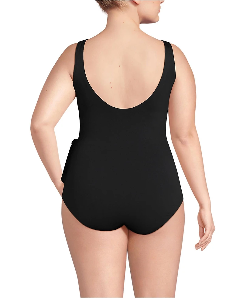 Lands' End Plus Side Tie Wrap One Piece Swimsuit