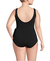 Lands' End Plus Side Tie Wrap One Piece Swimsuit