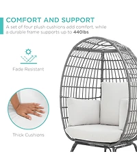 Best Choice Products Wicker Egg Chair Oversized Indoor Outdoor Patio Lounger w/ Steel Frame, 440lb Capacity