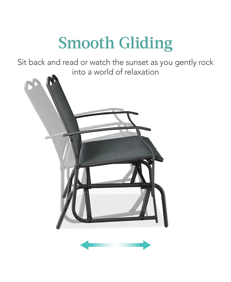 Best Choice Products 2-Person Outdoor Swing Glider, Steel Patio Loveseat, Bench Rocker w/ Armrests