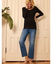 Motherhood Maternity Square Neck Rib Knit Long Sleeve Tee