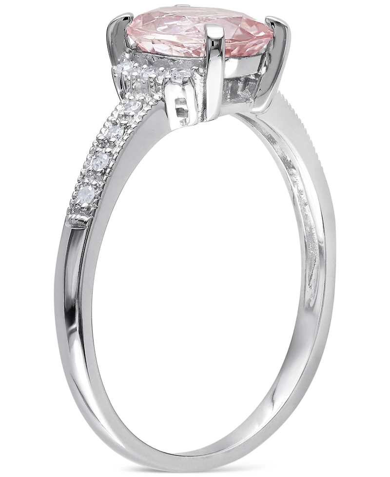 Morganite (1-1/7 ct. t.w.) and Diamond (1/20 Ring 18k Rose Gold Over Sterling Silver (Also available Aquamarine)