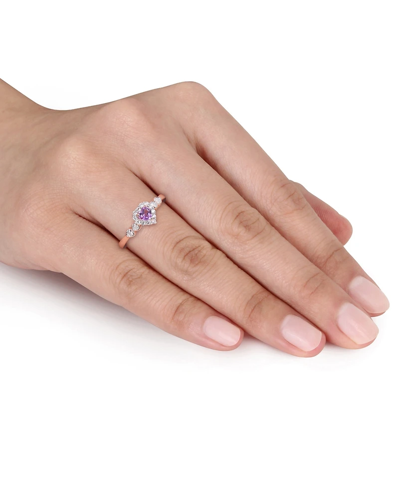 Lab-Grown Blue Sapphire (1/4 ct. t.w.), White (1/8 & Diamond Accent Heart Ring Sterling Silver