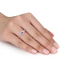 Lab-Grown Blue Sapphire (1/4 ct. t.w.), White (1/8 & Diamond Accent Heart Ring Sterling Silver