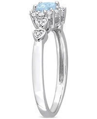 Lab-Grown Blue Sapphire (1/4 ct. t.w.), White (1/8 & Diamond Accent Heart Ring Sterling Silver
