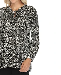 White Mark Women's Printed Peasant Blouse