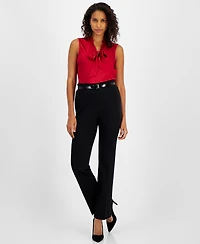 Kasper Women's Compression High-Rise Belted Bootcut Pants, Regular & Petite