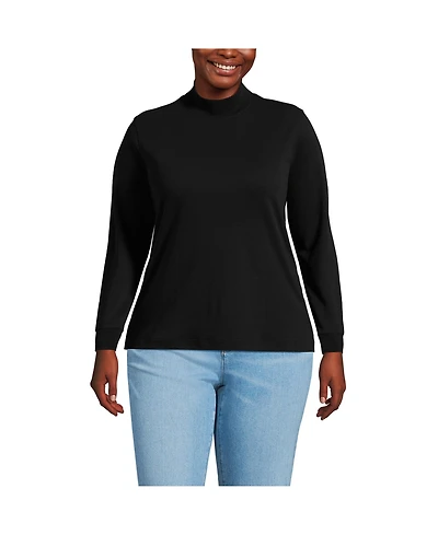 Lands' End Plus Relaxed Cotton Long Sleeve Mock Turtleneck