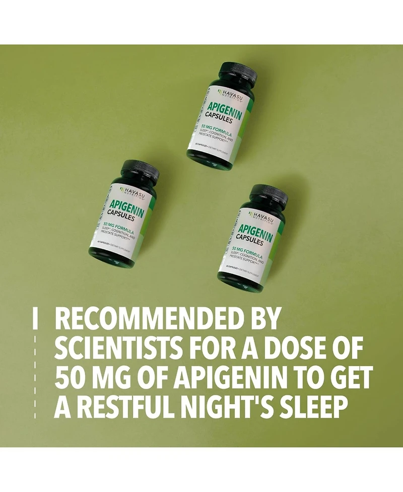 Apigenin 50mg Supplement for Sleep Aid, Cognition & Relaxation without Melatonin | Andrew Huberman Sleep Cocktail Stack | Bonus Support for Natural Pr