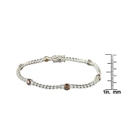 Suzy Levian Sterling Silver Brown and White Cubic Zirconia Tennis Bracelet