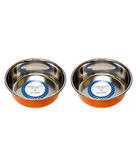 Country Living Set of 2 Heavy Gauge Stainless Steel Dog Bowls - Non-Skid, Durable & Rust-Resistant, Perfect for Food Water