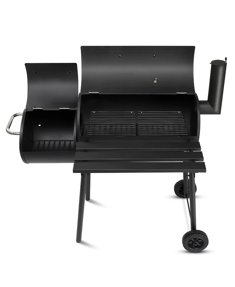 Slickblue Barrel Charcoal Grill with Offset Smoker for Smoky Bbq Flavors