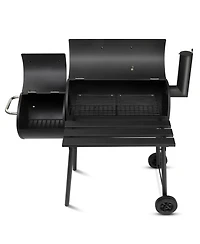 Slickblue Barrel Charcoal Grill with Offset Smoker for Smoky Bbq Flavors