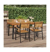 vidaXL Garden Table Natural wood Solid acacia wood and powder-coated metal
