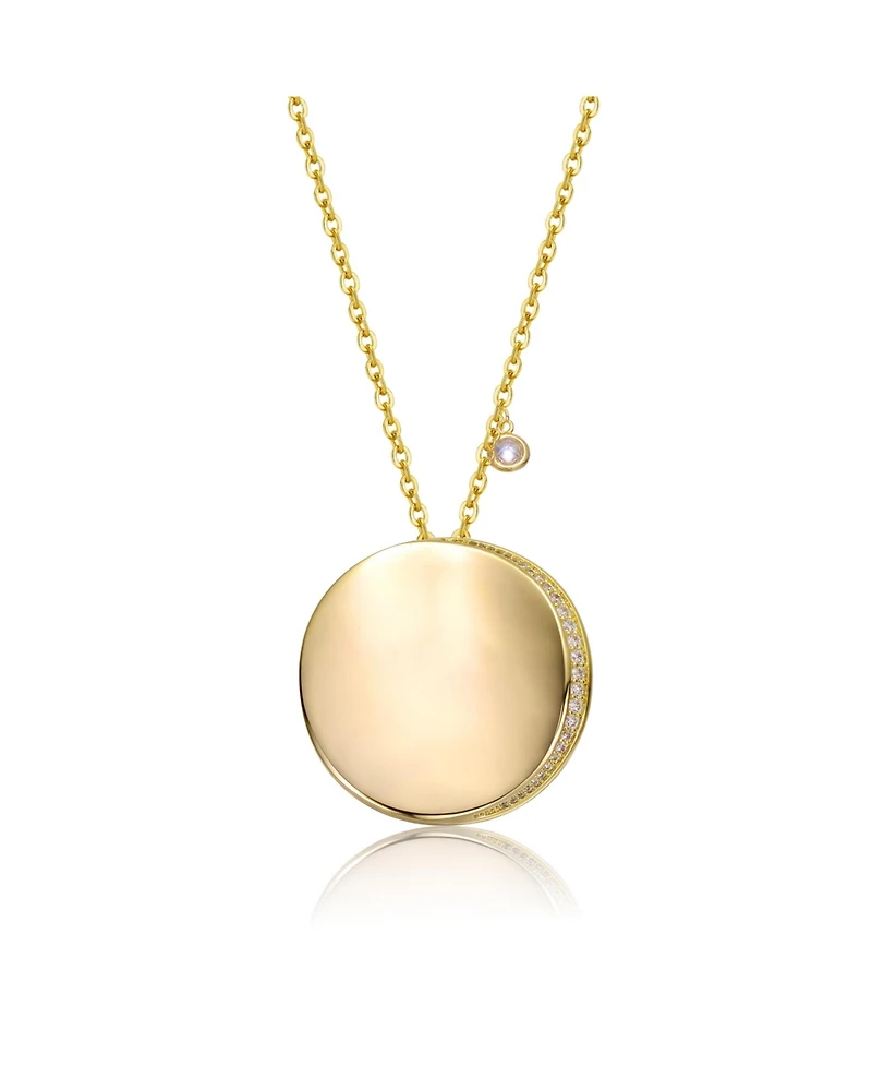 14K Gold Plated Cubic Zirconia Round Circle Pendant Necklace