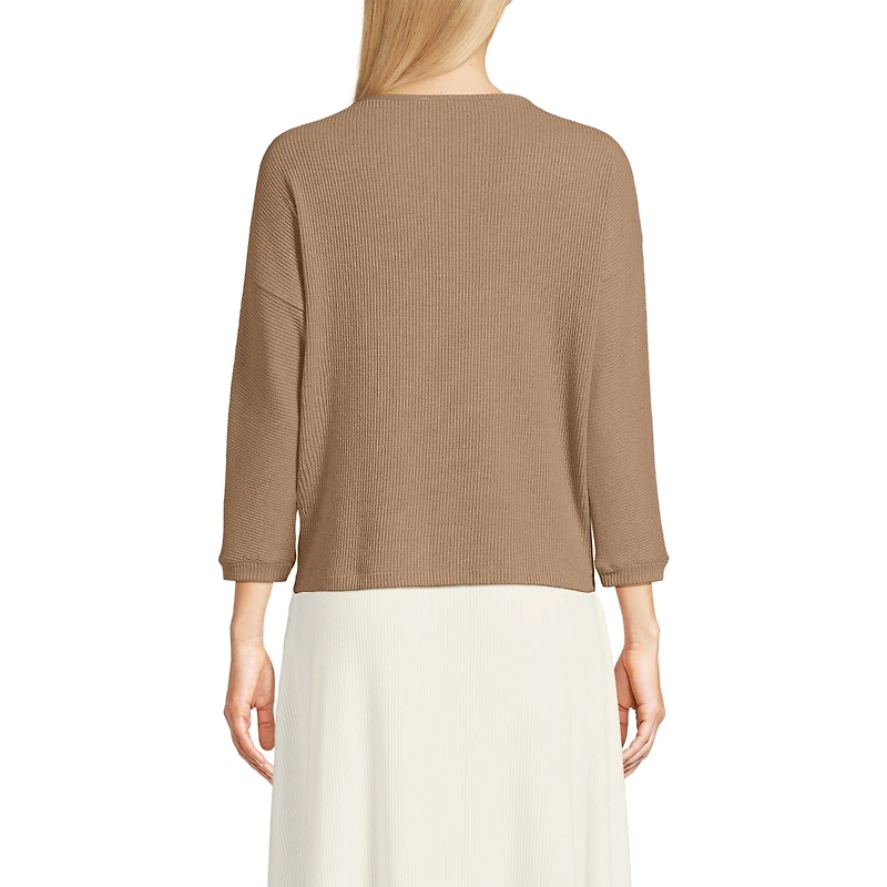 Lands' End Plus 3/4 Sleeve Cozy Rib Dolman Top