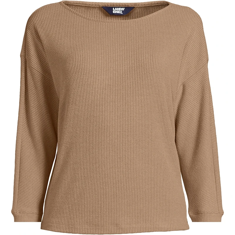 Lands' End Plus 3/4 Sleeve Cozy Rib Dolman Top