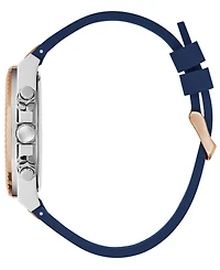Guess Men's Multi-Function Blue Genuine leather or Silicone Watch 44mm