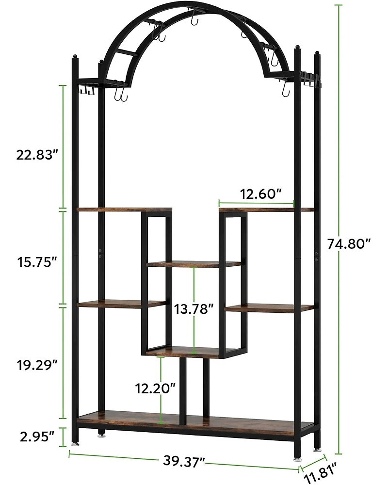 Tribesigns 74.8" Tall Bookcase, Set of 2, Modern White Arched Bookshelf with 2 Drawers and 4 Storage Shelves, Wooden Book Display Storage with Acrylic