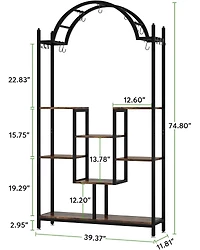 Tribesigns 74.8" Tall Bookcase, Set of 2, Modern White Arched Bookshelf with 2 Drawers and 4 Storage Shelves, Wooden Book Display Storage with Acrylic