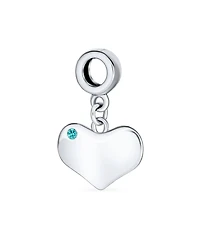 Bling Jewelry Crystal Accent Dangle Heart Shape Charm Bead Sterling Silver