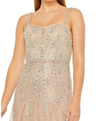 Mac Duggal Women's Slim Strap Embellished Bustier Gown