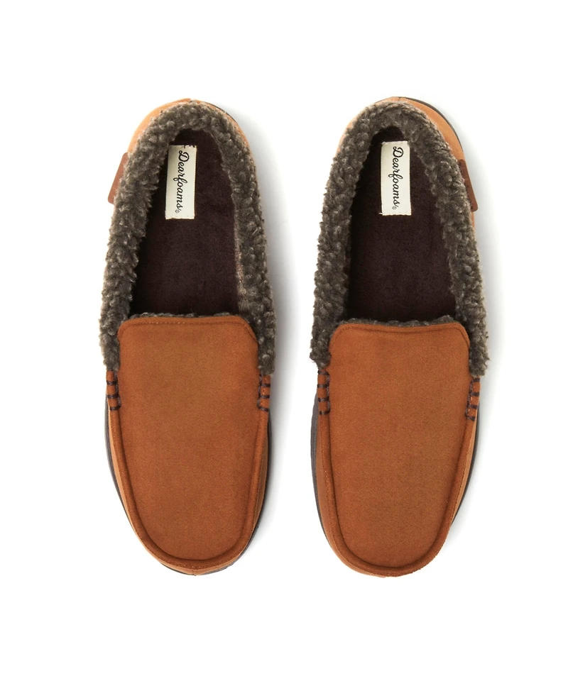 Dearfoams Men's Alexander Microsuede Moccasin House Shoe Slipper