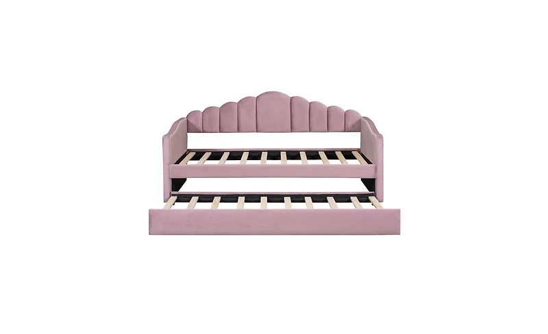 Slickblue Twin Size Upholstered Daybed with Trundle – Versatile Bed for Extra Sleeping Space