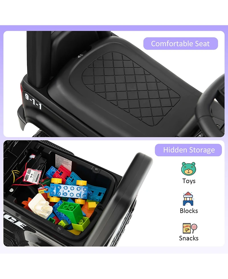 2-in-1 6V Kids Ride On Car Toddler Push w/ Megaphone & Siren