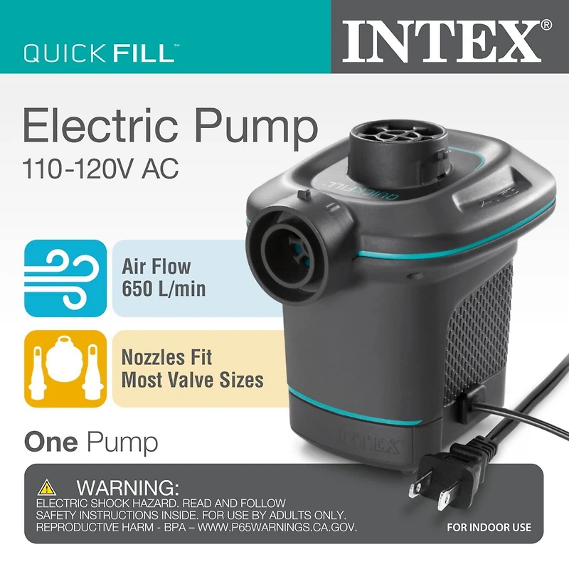 Intex 120V Quick Fill Ac Electric Air Pump & Kidz Inflatable Air Bed Mattress