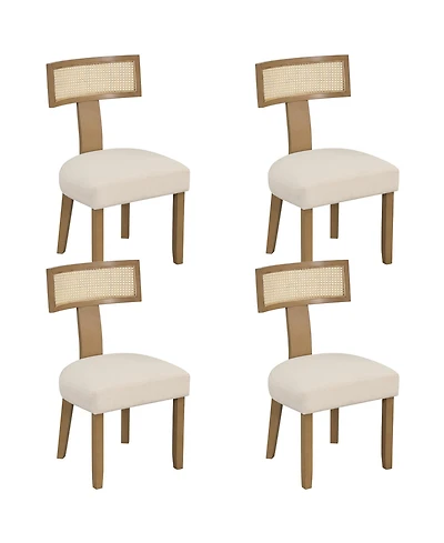 Gymax Set of Dining Chairs Armless Side Chairs w/ Curved Rattan Backrest for Kitchens